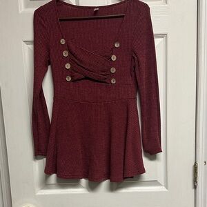 Elegant Burgundy Long Sleeve Top